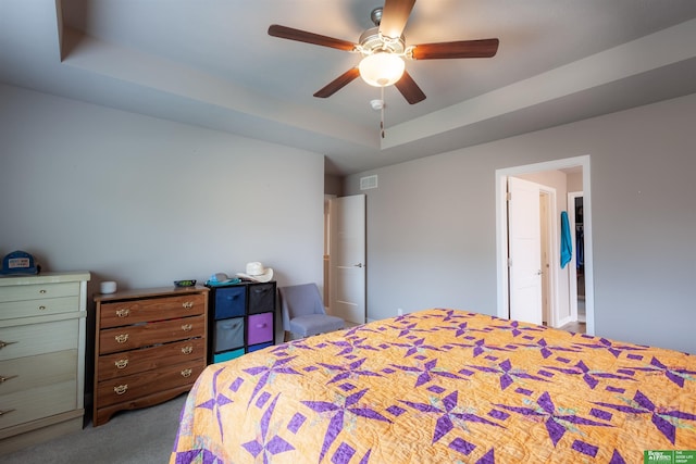6311 N 169th St, Omaha, NE 68116 - bedroom featuring carpet, a tray ceiling, and ceiling fan