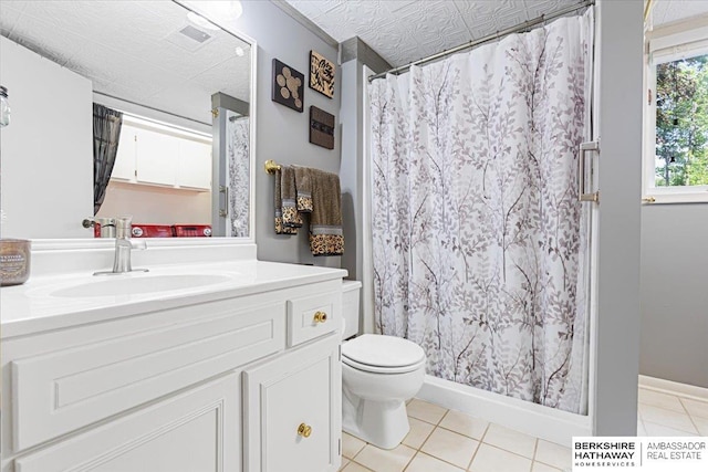 15341 Davenport Cir, Omaha, NE 68154 - bathroom with toilet, vanity, tile patterned flooring, and a shower with shower curtain