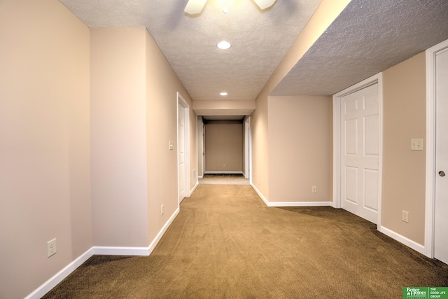 6200 Maple View Dr, Lincoln, NE 68512 - corridor with carpet flooring, a textured ceiling, baseboards, and recessed lighting