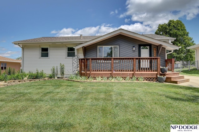 4705 N 95th St, Omaha, NE 68134 - ranch-style house with a deck and a shingled roof