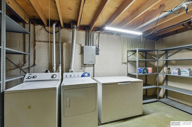 128 S 110th St, Omaha, NE 68154 - washroom with washing machine and clothes dryer and electric panel