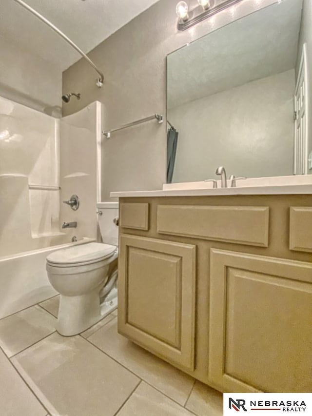 14603 Nebraska Cir, Omaha, NE 68116 - bathroom featuring tile patterned floors, tub / shower combination, vanity, and toilet