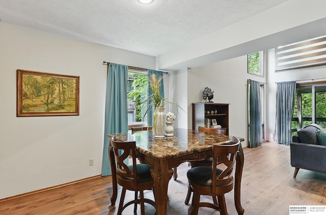 301 Oakridge Ct, Bellevue, NE 68005 - dining area featuring light wood-type flooring and a textured ceiling