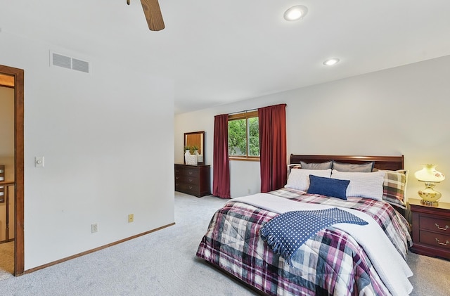 301 Oakridge Ct, Bellevue, NE 68005 - carpeted bedroom with ceiling fan, baseboards, and recessed lighting