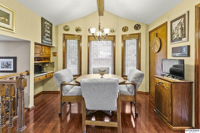 13952 Frederick Cir, Omaha, NE 68138 - dining space featuring a chandelier, dark wood-type flooring, and baseboards