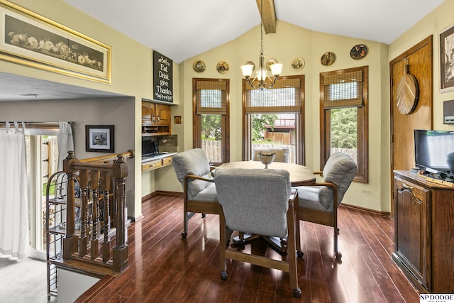13952 Frederick Cir, Omaha, NE 68138 - dining area featuring a chandelier, baseboards, and dark wood-style floors
