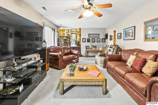 13952 Frederick Cir, Omaha, NE 68138 - living room featuring carpet flooring and ceiling fan