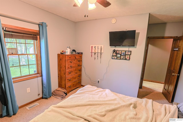 5531 County Road 34, Fort Calhoun, NE 68023 - bedroom featuring light colored carpet, baseboards, and ceiling fan
