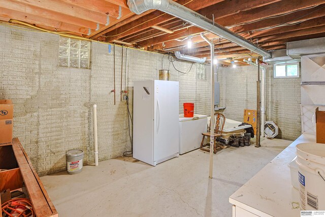 5531 County Road 34, Fort Calhoun, NE 68023 - basement featuring freestanding refrigerator and washer and dryer