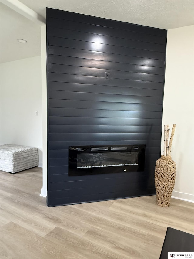 914 S 26th St, Omaha, NE 68105 - detailed view of a large fireplace, wood finished floors, baseboards, and recessed lighting