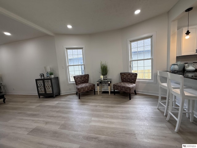 914 S 26th St, Omaha, NE 68105 - living area with light wood-type flooring, baseboards, and recessed lighting