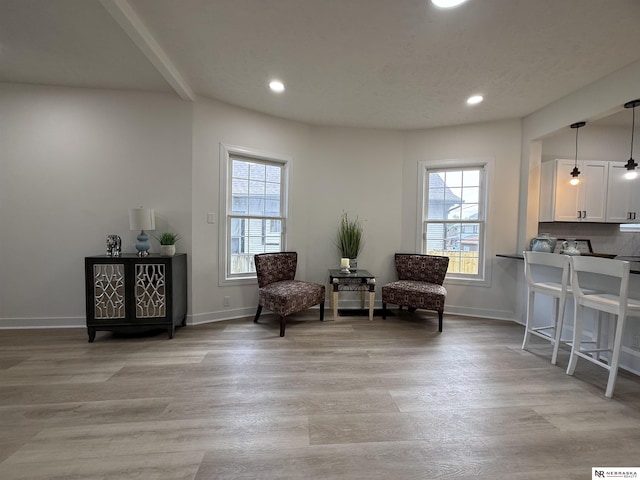 914 S 26th St, Omaha, NE 68105 - living area featuring plenty of natural light, light wood-type flooring, baseboards, and recessed lighting