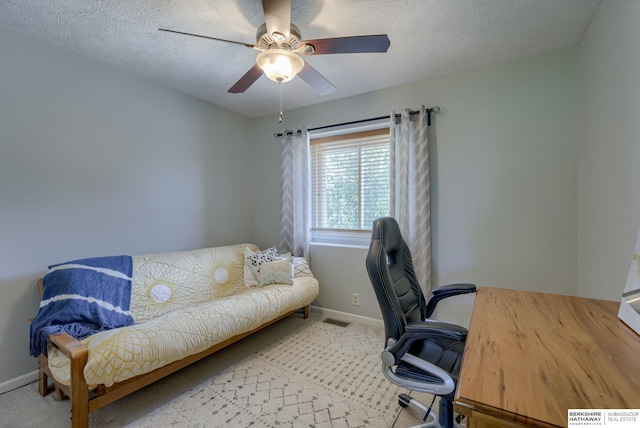 14014 S 35th St, Bellevue, NE 68123 - carpeted office space with baseboards, a ceiling fan, and a textured ceiling
