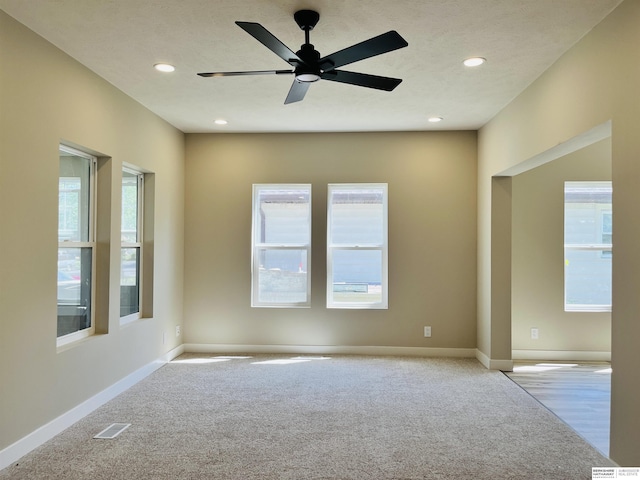6916 N 24th St, Omaha, NE 68112 - unfurnished room with carpet, recessed lighting, baseboards, and a ceiling fan