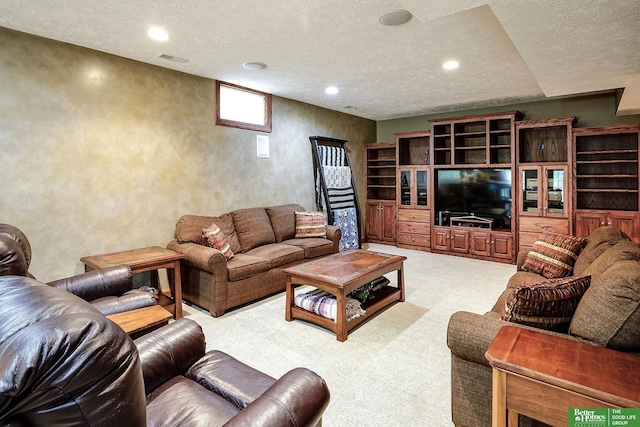 8112 Molokai Dr, Papillion, NE 68046 - living area with a textured ceiling, light carpet, and a textured wall