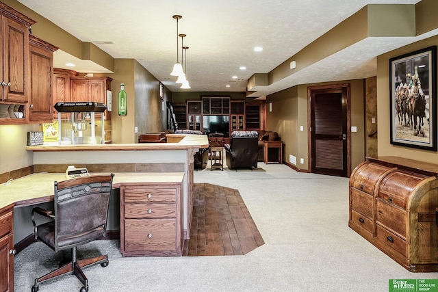 8112 Molokai Dr, Papillion, NE 68046 - office featuring light colored carpet, recessed lighting, and built in desk