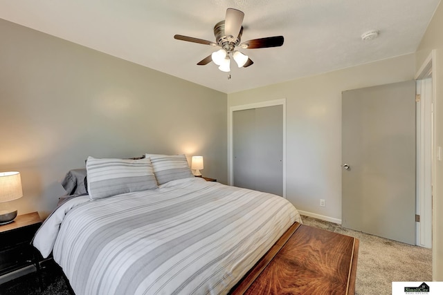 1206 W Ryons St, Lincoln, NE 68522 - bedroom with carpet, a closet, a ceiling fan, and baseboards