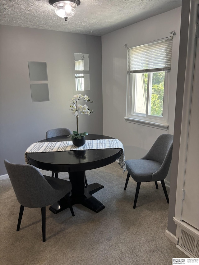 1231 S 121st Plz Unit 312, Omaha, NE 68144 - carpeted dining space featuring a textured ceiling and baseboards