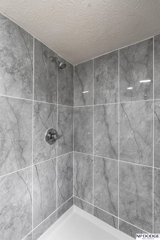 5437 S 18th St, Omaha, NE 68107 - bathroom with a tile shower and a textured ceiling