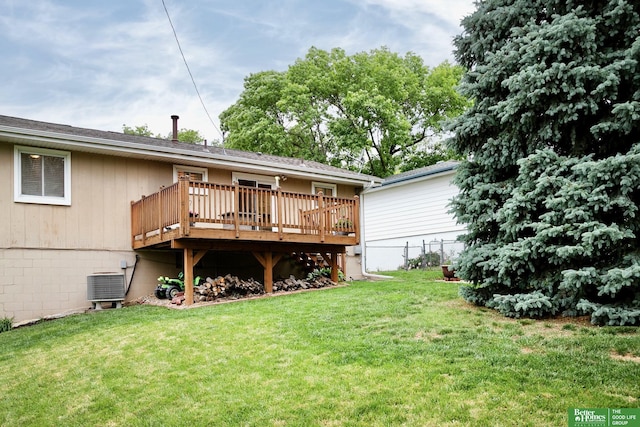 7535 S 76th St, La Vista, NE 68128 - rear view of property with a deck and cooling unit
