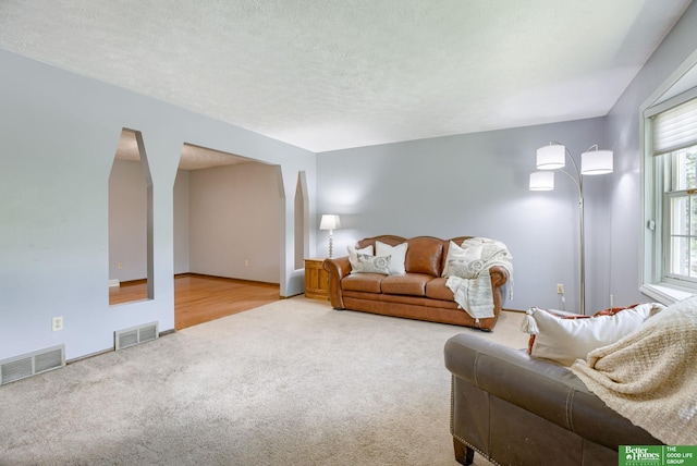 3209 Coffey Ave, Omaha, NE 68123 - carpeted living room featuring baseboards and a textured ceiling