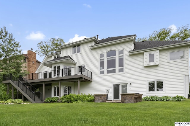 910 W Centennial Rd, Papillion, NE 68046 - rear view of property featuring a deck, a yard, and stairway