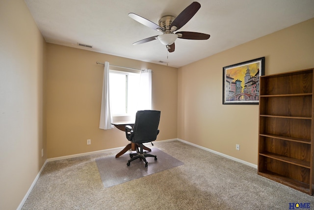 7348 N 19th St, Lincoln, NE 68521 - office featuring carpet floors, a ceiling fan, and baseboards
