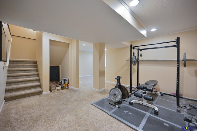 7348 N 19th St, Lincoln, NE 68521 - exercise room with recessed lighting, baseboards, and carpet flooring