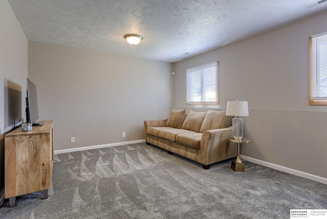 705 Ruby Rd, Papillion, NE 68133 - carpeted living room with baseboards and a textured ceiling