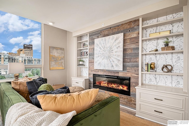 3000 Farnam St Unit 6H, Omaha, NE 68131 - living room with a fireplace and built in features