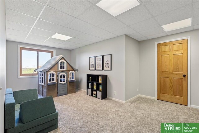 27896 Chestnut Rd, Treynor, IA 51575 - sitting room with a drop ceiling, carpet, and baseboards