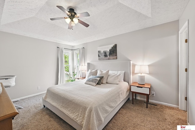 12231 Binney St, Omaha, NE 68164 - carpeted bedroom with a textured ceiling, baseboards, and ceiling fan