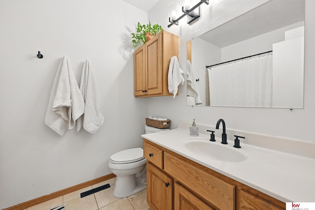 12231 Binney St, Omaha, NE 68164 - bathroom with vanity, toilet, baseboards, and tile patterned flooring