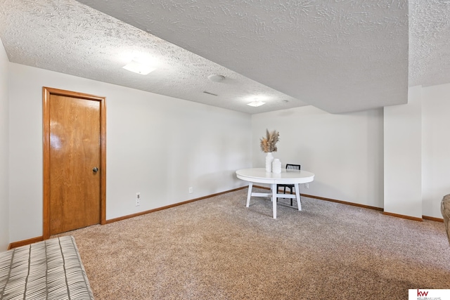 12231 Binney St, Omaha, NE 68164 - dining room with carpet floors, a textured ceiling, and baseboards