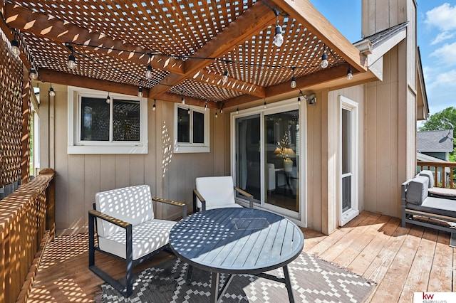 12231 Binney St, Omaha, NE 68164 - wooden terrace featuring a pergola