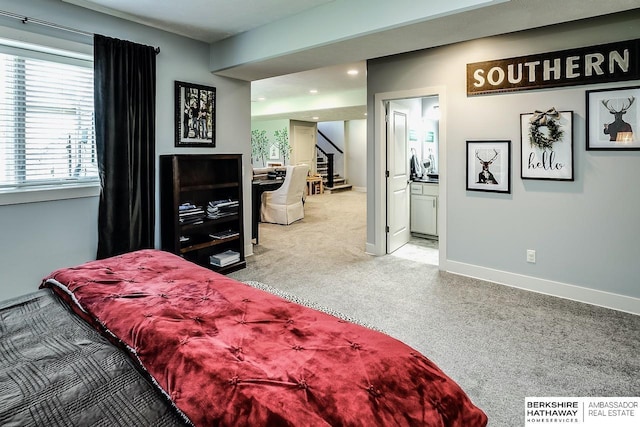 3334 S 188th Ave, Omaha, NE 68130 - carpeted bedroom with recessed lighting, baseboards, and ensuite bathroom