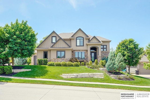 3334 S 188th Ave, Omaha, NE 68130 - craftsman inspired home featuring stone siding, stucco siding, and a front yard