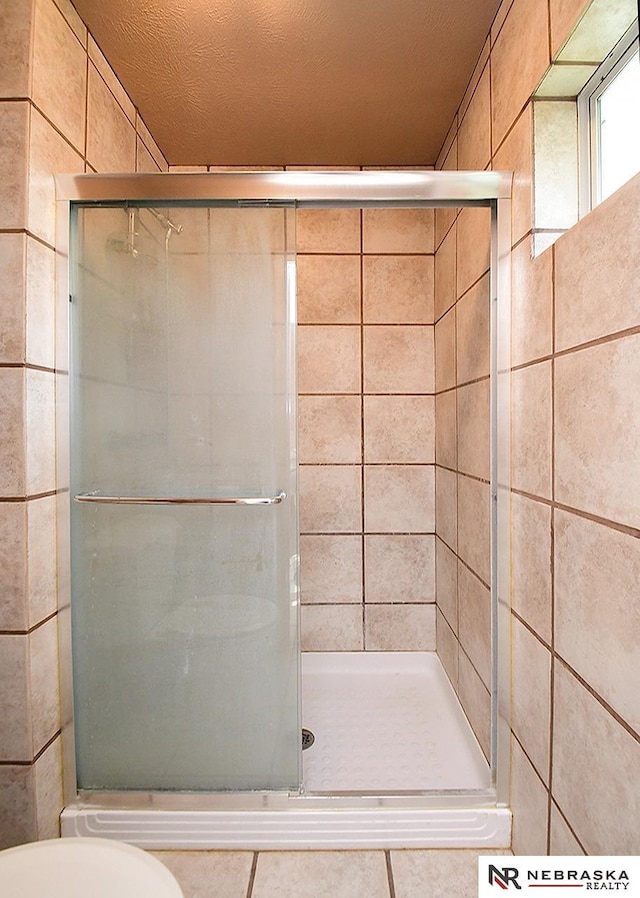 6115 S 115th St, Omaha, NE 68137 - full bathroom with a stall shower, toilet, and tile patterned flooring
