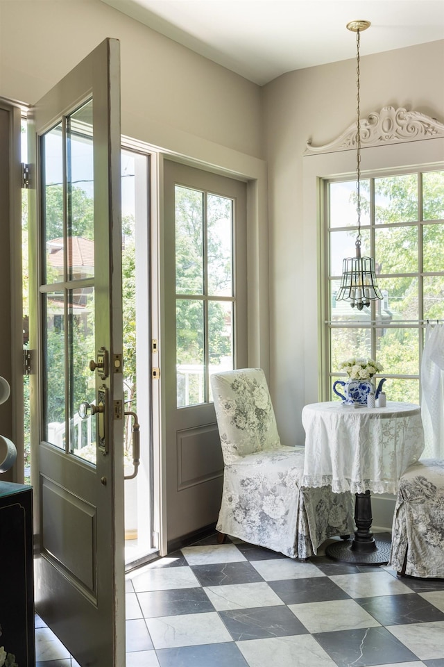 5147 Davenport St, Omaha, NE 68132 - entryway featuring a chandelier and tile patterned floors