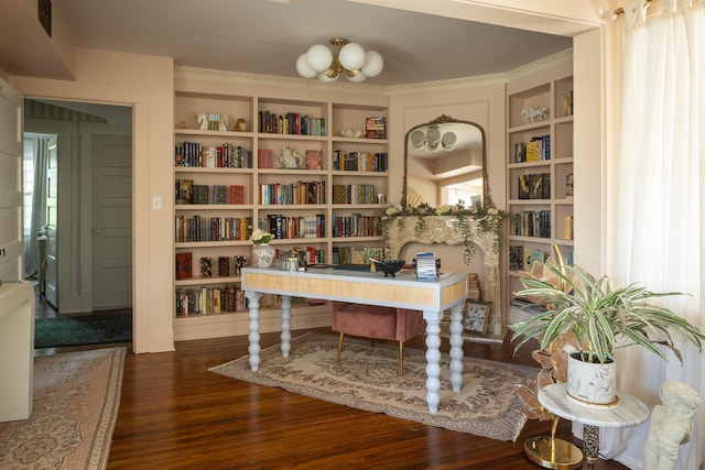 5147 Davenport St, Omaha, NE 68132 - office featuring wood finished floors and built in shelves