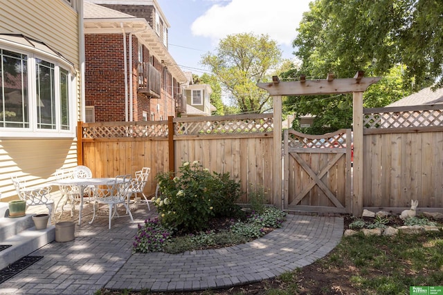 5147 Davenport St, Omaha, NE 68132 - view of patio featuring a gate and outdoor dining space