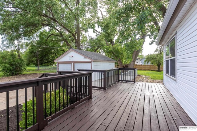 605 2nd St, Waterloo, NE 68069 - deck featuring a garage and an outdoor structure