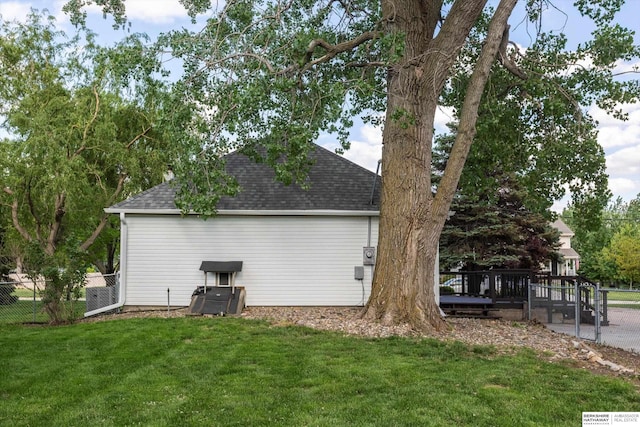 605 2nd St, Waterloo, NE 68069 - view of property exterior with a shingled roof and a deck