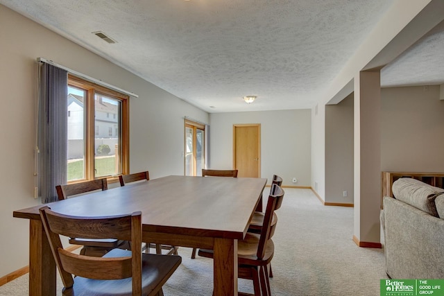 17139 S St, Omaha, NE 68135 - dining space featuring baseboards, light carpet, and a textured ceiling