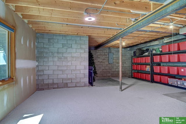 17139 S St, Omaha, NE 68135 - unfinished basement featuring electric panel and carpet flooring