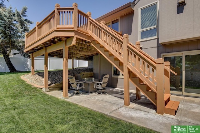 17139 S St, Omaha, NE 68135 - rear view of house with a patio area, stairs, and a deck