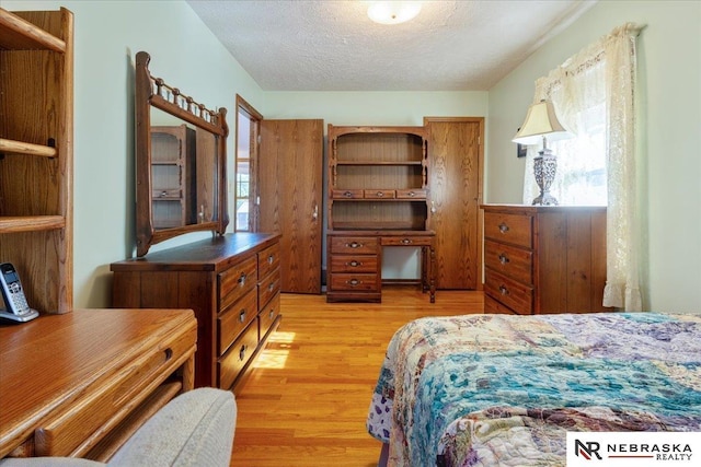 4542 Charles St, Omaha, NE 68132 - bedroom featuring light wood-style floors, multiple windows, and a textured ceiling