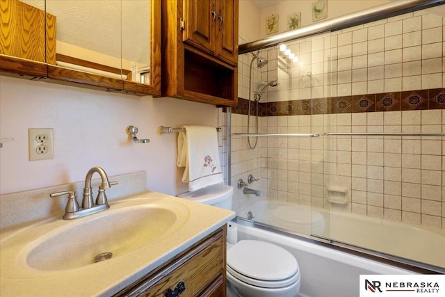 4542 Charles St, Omaha, NE 68132 - full bathroom with toilet, vanity, and shower / bath combination with glass door