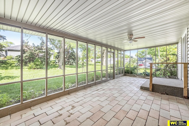 1341 Wilbur St, Blair, NE 68008 - unfurnished sunroom with ceiling fan