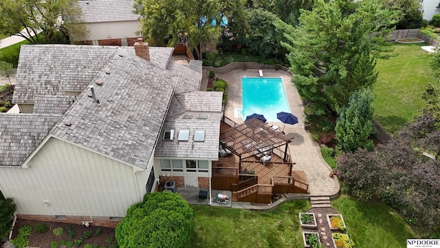 9826 Harney Pkwy N, Omaha, NE 68114 - view from above of property with a pool area